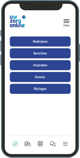 uw zorg online app op telefoon