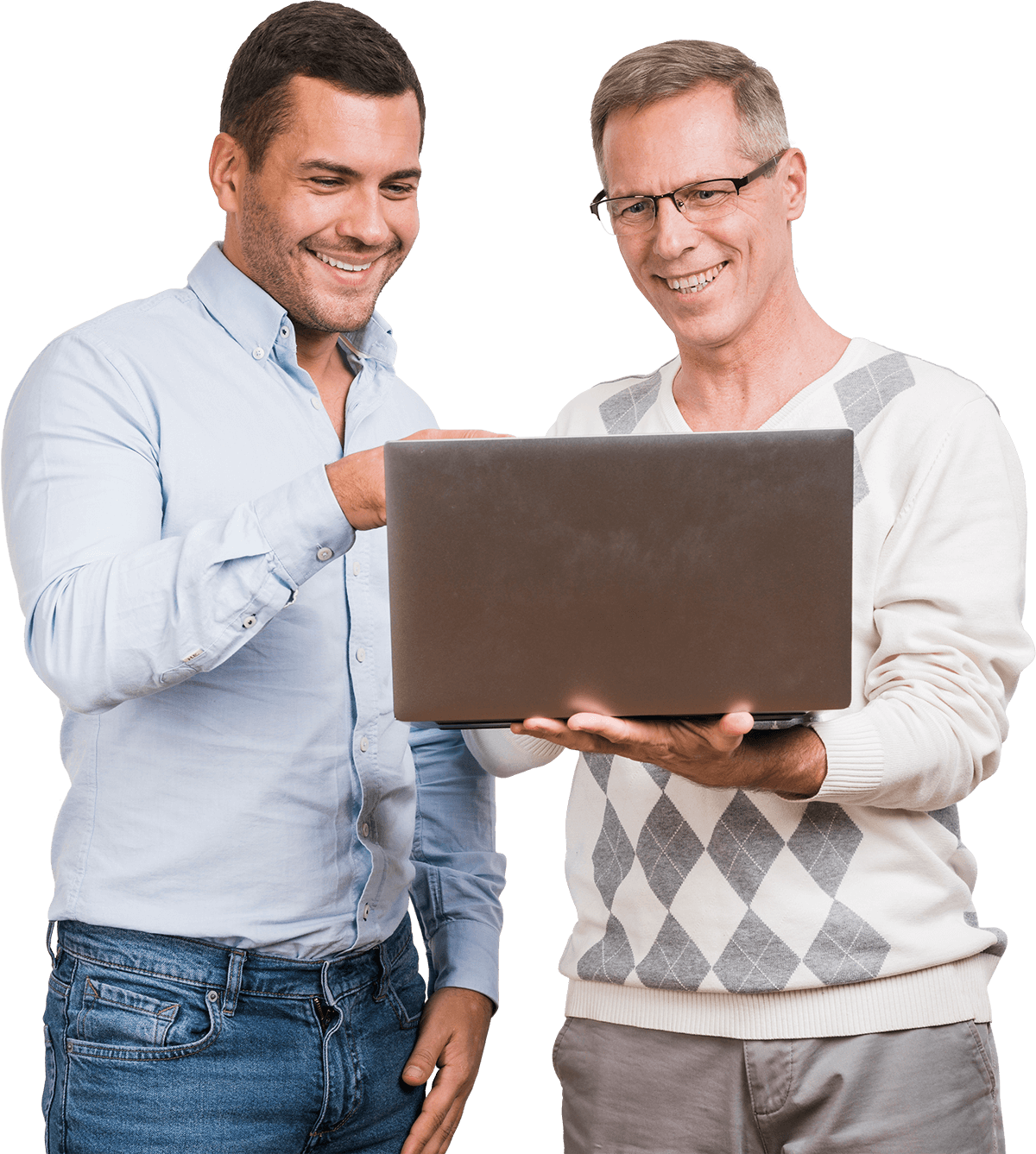 therapeut en trainer kijken op laptop