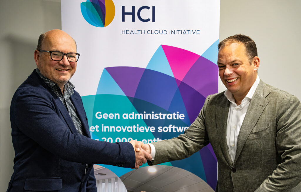 Eric en Marc. Oprichter HCI en CEO feliciteren elkaar