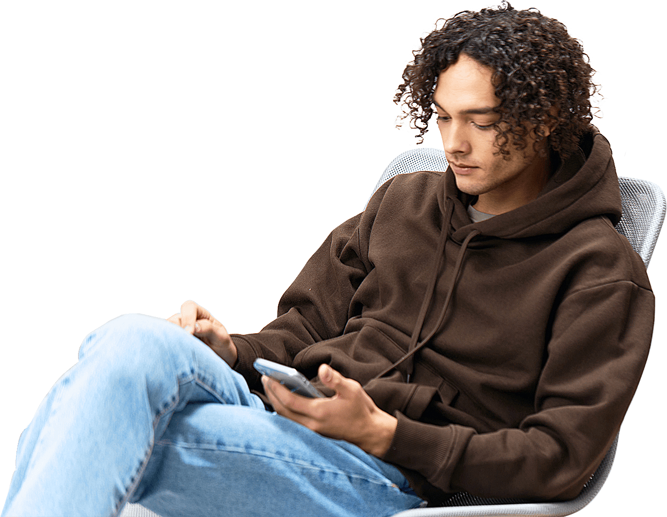 jongen check UZO app op telefoon